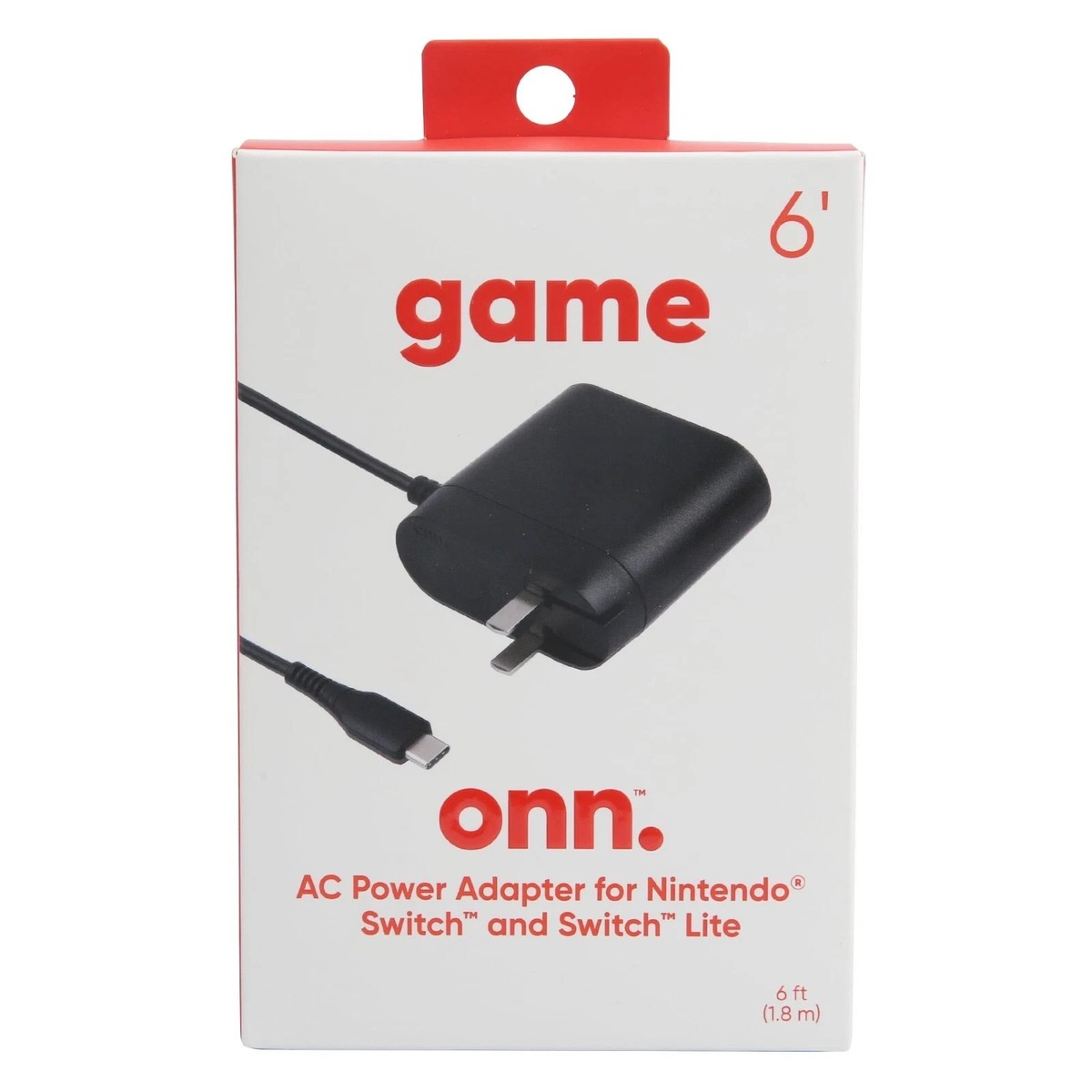 Onn Game 6 FT AC Power Adapter for Nintendo Switch - Black