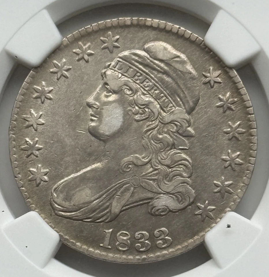 Medio dólar busto tapado 1833 - NGC XF detalles Foto 3 de 4