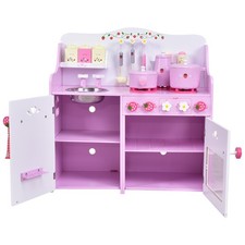 Topbuy Kids Wooden Kitchen Lovely Pretend Cooking PlaySet for Toddler