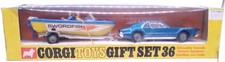 Altes Corgi Toys Oldsmobile m. Glastron Sportsman Boot Set #GS-36-OVP-1967-1:43