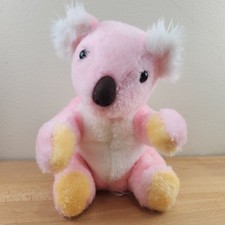 Vintage 80s Pink Koala Bear Plush Stuffed Animal 8 Carnival Prize