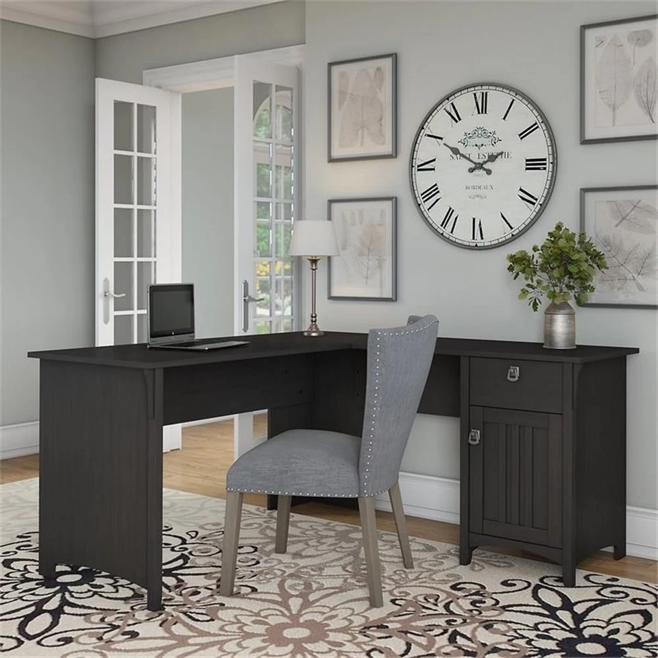 Salinas L Shaped Desk with Storage in Vintage Black - Engineered Wood - Image 2 of 4