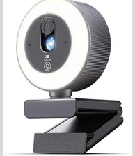 2K HD Webcam for PC with Microphone& Light, Auto Light Correction, Plug & Play