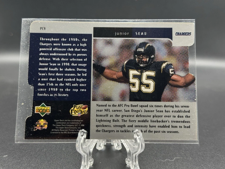 1998 Upper Deck Black Diamond #PC9 Junior Seau Premium Cut Quadruple Horizontal - Image 2 of 2