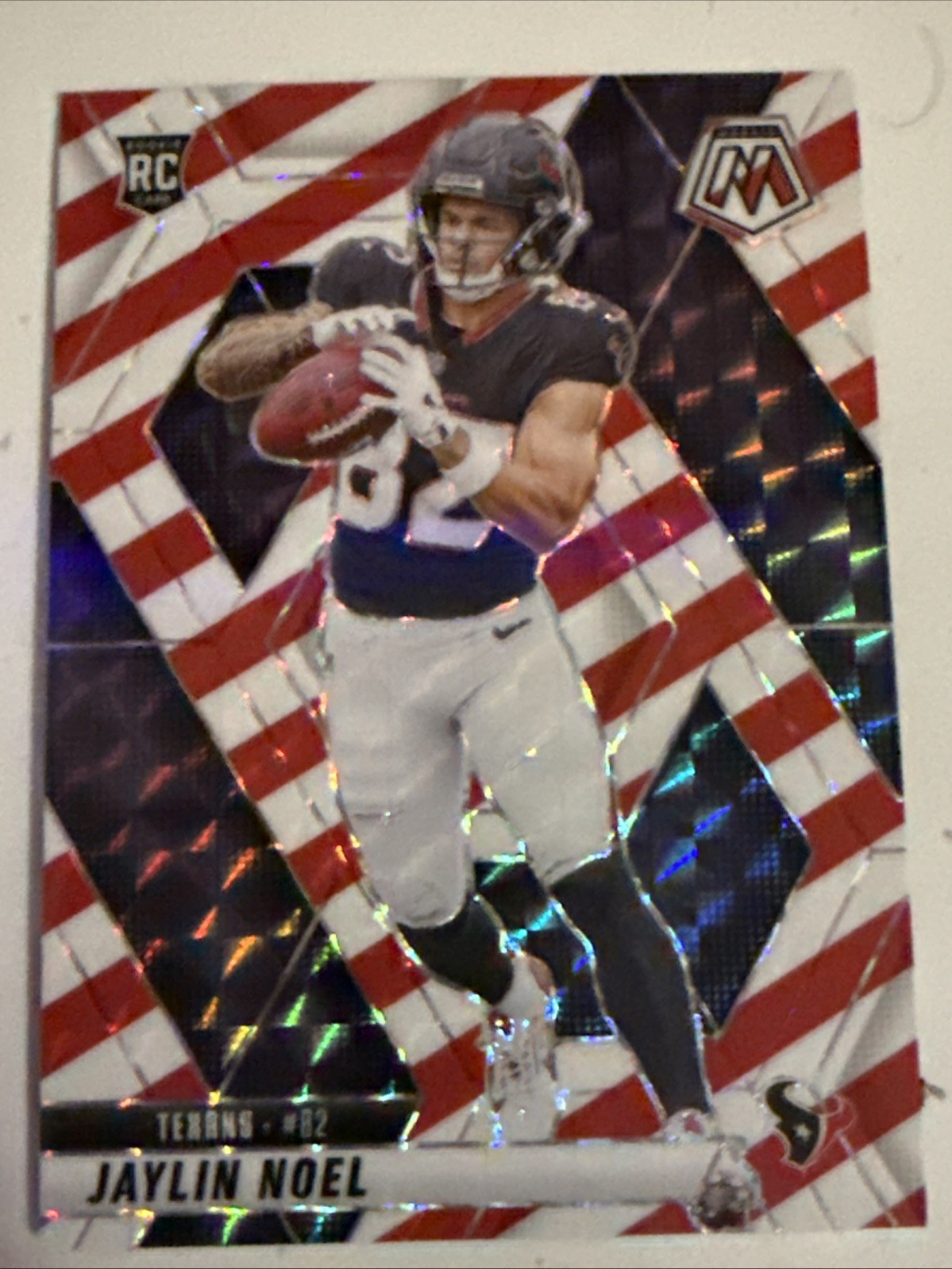 2025 Mosaic Jaylin Noel RC #373 Red & White Stripe Prizm Texans Rookie