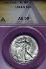 1941 S ANACS AU50 WALKING LIBERTY HALF DOLLAR #B51532