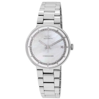 Mido Commander II Automatic Diamond White MOP Dial Ladies Watch M0142071111680