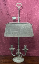 Unique Antique French Bouillotte Tole Table Lamp 2 Candlestick