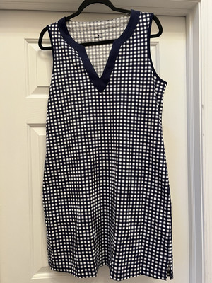 #ad #ad Draper James Lands End Dress Womens Blue Shift Sleeveless Gingham Small $21.59