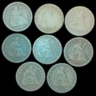 Lot of 8 Seated Liberty Quarters 1840-O to 1878 Details Silver