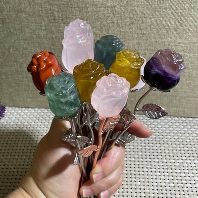 10pcs  Natural Different Crystal Flowers Reiki Rose Jade Decor