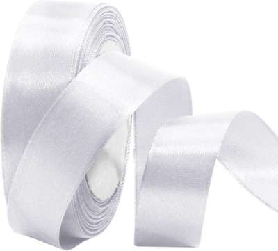 1 Inch White Satin Ribbon, 25 Yards Solid Color Ribbon, Fabric Ribbon for Gift W