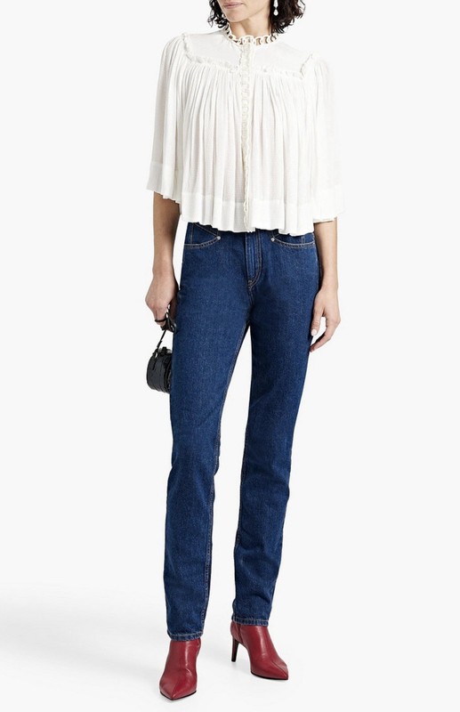 NWT ISABEL MARANT $415 Nominic High-Rise Slim Dark Denim Jeans F42 8 Saks