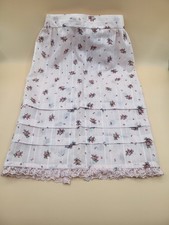 Vintage Floral Half Apron Sheer Cotton Lace Trim Tiered Cottagecore