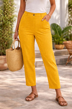 Soho Cropped Straight-Leg Pants in Mustard NW...