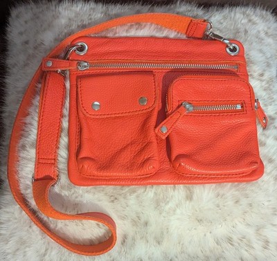 Fossil red Leather Sutton Crossbody Shoulder Bag adjustable strap zipper pockets