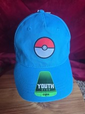 Pokemon Hat Cap Blue One Size Snapback Poke Ball Logo Video Game Youth New NWT