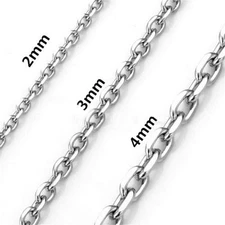 2 3 4mm Mens Women's Silver Stainless Steel Round Chain Necklace 18"-24" Jewelry