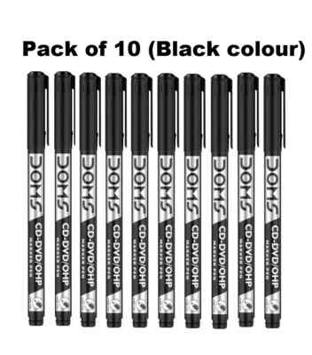DOMS CD/DVD Markers (Black) Marker- Pens, Office, School Home Use ( Pack of 10 )