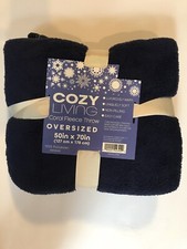 Oversized Blue Fleece Throw Cozy Soft Blanket 50 X70 New with tags