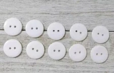 plastic white buttons sewing 2 holes 3/4 inch 10pc set new