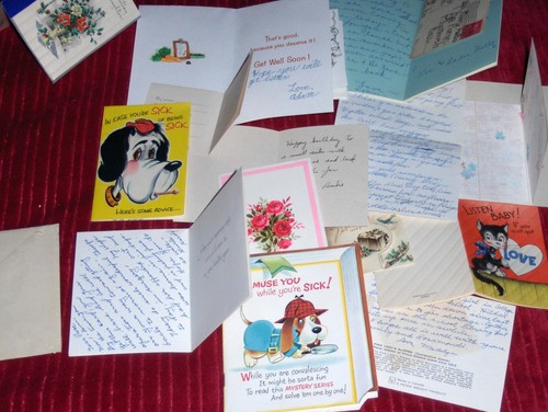 Vtg 9 USED All Occasion Greeting Cards Written Notes 1940s-1970s Craft Supplies - Picture 2 of 2