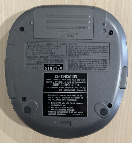 RICAMBI O RIPARAZIONE - Lettore CD portatile Sony Discman modello D-345 - Foto 2 di 3