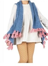 Matilda Jane Make Believe Mirror Image Knit Fringe Vest Size 6 Shawl Poncho