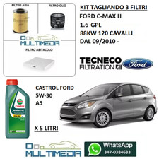 KIT TAGLIANDO FILTRI OLIO ORIGINALE FORD 5W30 FORD C-MAX II 1.6 GPL 88KW 120 CV