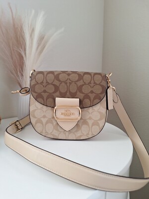 NWT Coach Morgan Saddle Bag In Blocked Signature Canvas CH507 | eBay