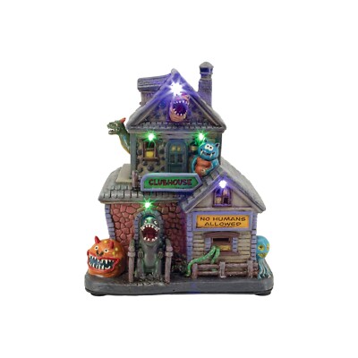 Monster Clubhouse Porcelain Halloween Village with LED Lights and Music NEW