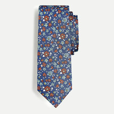 J. Crew Ludlow 100% Italian Silk Tie in Blue Floral MADE IN USA by MANE NEW!