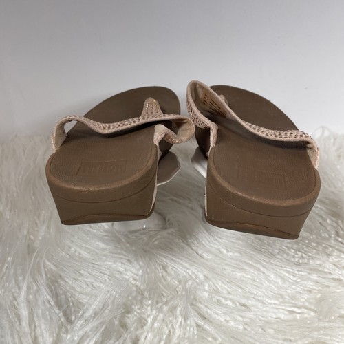FITFLOP Incastone Thong Sandals Size 7 US Nude Pink Rhinestone Wedge L85-137 - Picture 6 of 8
