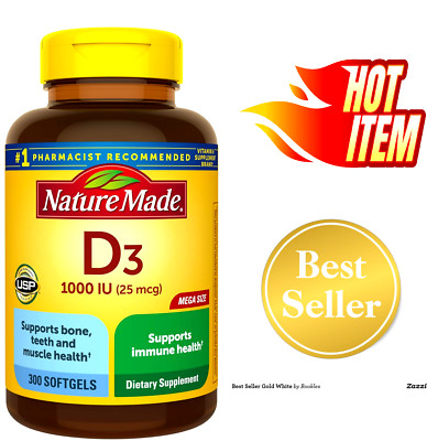 Nature Made Vitamin D3 1000 Iu Softgels 300 Count Bone Immune Muscle Support