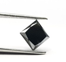 1 pcs 1.0Cts Princess Cut Black Diamond, Natural Black Loose Diamond For Ring