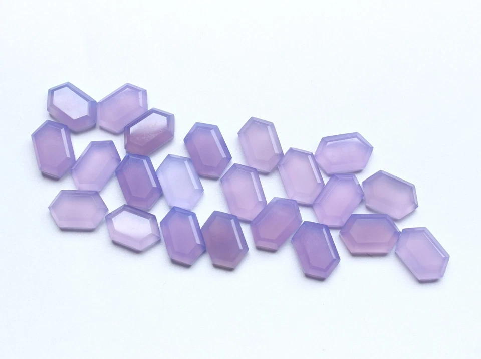 天然玛瑙宝石薰衣草玛瑙阶切多面驾驶室珠宝用品16X10毫米 — 第 3/4 张图片
