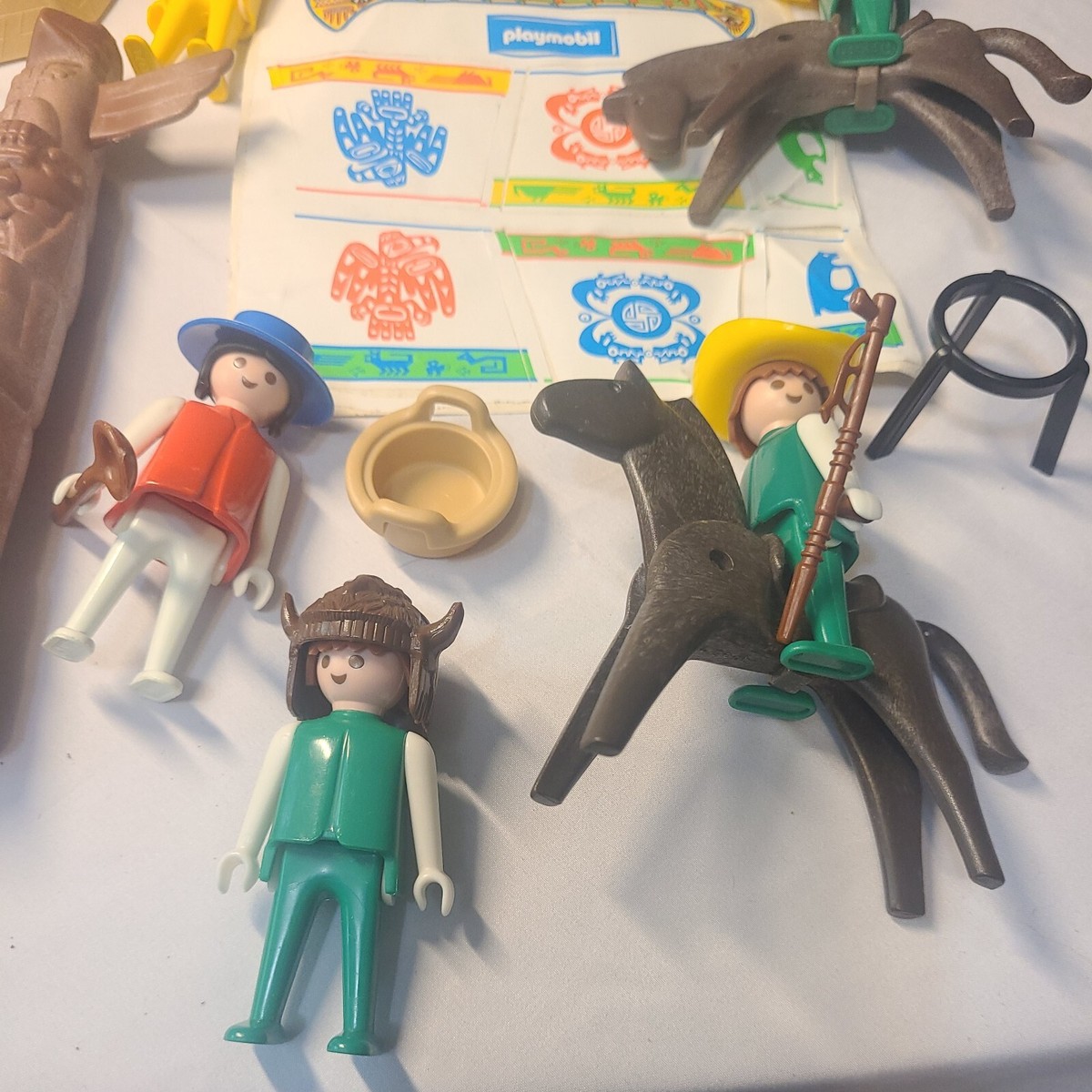 Lot Playmobil Color 3612 Vintage 1978, Paysans Et Fermiers Avec Vaches, Boîte D’origine