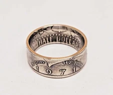 "Sealed" 1971 US JFK KENNEDY  HALF DOLLAR coin ring sizes 8-15