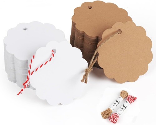 200stk Kraftpapier Anhänger Etiketten Geschenkanhänger 6 * 6cm mit Jute Schnu... - Bild 2 von 10