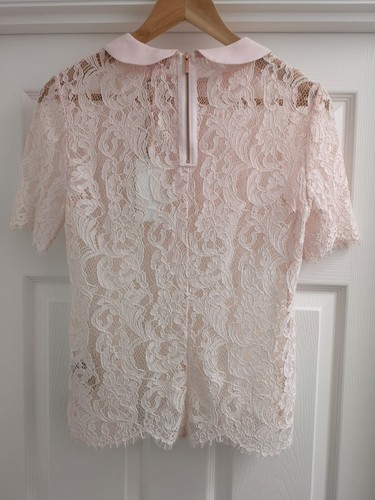 TED BAKER Von embroidered floral sheer lace tie bow collar top blouse dressy 1 8 - Picture 2 of 12