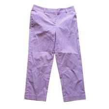 Talbots Womens Signature Classic Pink White Striped Work Cropped Pants Size 8