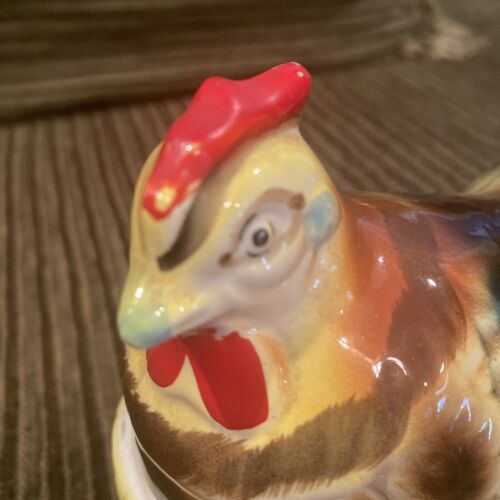 VTG Chicken on Nest with Eggs Salt & Pepper Shakers w/stoppers Stamped Japan VGC - Picture 14 of 16