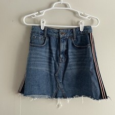 BDG Urban Outfitters Sz S Medium Denim Sporty Y2K Side Stripe Cutoff Mini Skirt