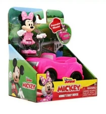 New Disney Junior Minnie's Daily Driver Poseable Minnie Mouse With Pink Car.