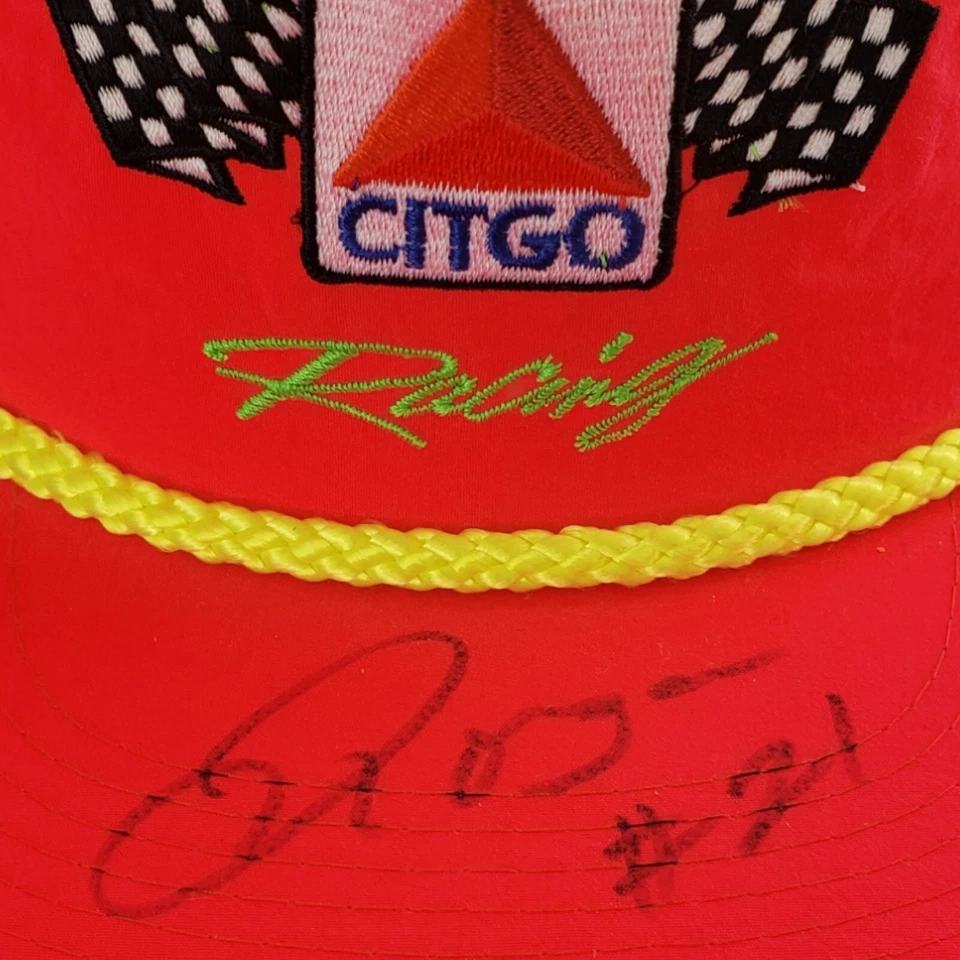 Gorra de béisbol vintage Morgan Shepherd #21 firmada Citgo Racing NASCAR cuerda de neón Foto 3 de 4