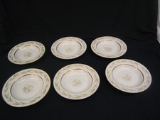 Lot of 6 Arcadian ARC3 8" Soup Bowls Green, Purple, Yellow w/Gold Rim VGC 