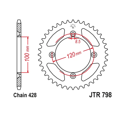 JT Sprockets 51-Tooth Rear Aluminum Sprocket - Black - Fits YZ85