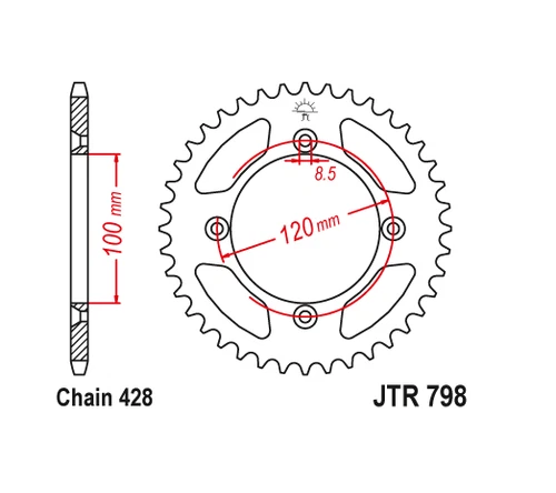 JT Steel Rear Sprocket 52T 52 Tooth YZ85 LW YZ80 1993-2023 RM80 RM85 L 1984-2023 - Bild 2 von 2