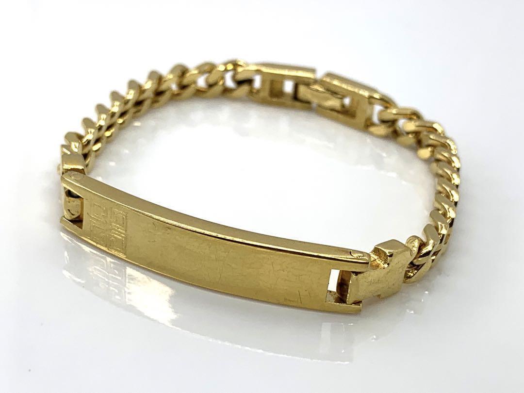 Men's Givenchy Vintage Gold Kihei ID Plaque Bracelet 17.8cm Men's Givenchy Vintage Gold Kihei ID Plaque Bracelet 17.8cm