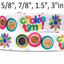 GROSGRAIN RIBBON 5/8", 7/8",1.5", 3" Girl Scouts It's Cookie Time Printed T1C